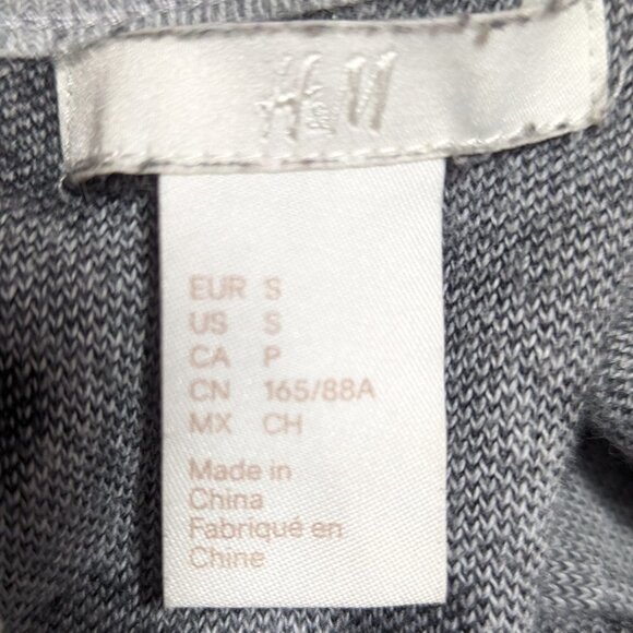 H & M Cotton Polka Dot Midweight Crew Neck Sweater Gray Black Size Small - Picture 2 of 12